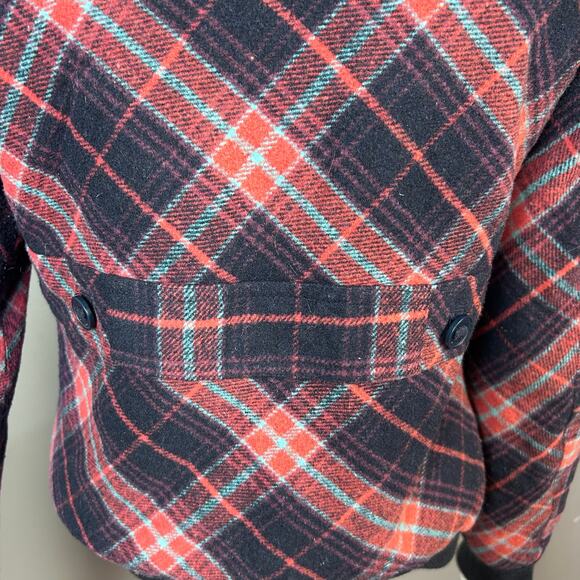 Billabong jacket women's small buffalo plaid grunge y2k quilted hood vintage - Picture 8 of 15